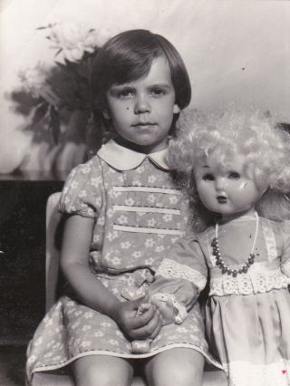 1970s Cute Little Girl W/ Big Doll Toy In Kindergarten Old Russian Soviet Photo