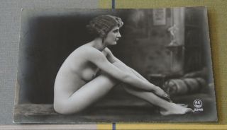 1920s Glamour Nude French Girl Seated Rp Postcard Pc Paris 3346 RisquÉ 26