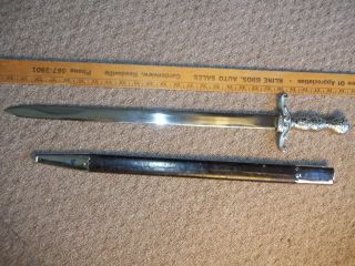 antique Yorkist Rite Mason lodge sword gladius style w/Green Man dagger machete 3