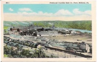 Pittsburgh Crucible Steel Company Plant In Midland Pa Postcard