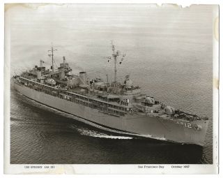 Uss Sperry Military Navy Ship Boat San Francisco Bay October 1957 Vintage Photo