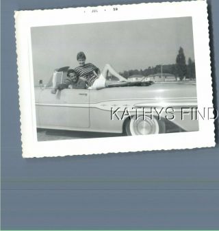 Found B&w Photo A,  0965 Man And Woman Posed In Convertible