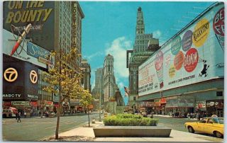 York City Postcard Times Square Daytime Street Scene C1960s Chrome