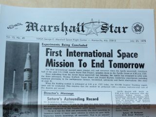 Nasa Marshall Star Space Mission 1975 Flight Center Saturn Apollo Newspaper
