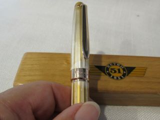 Retro 51 Fountain Pen w/Original Wood Box White Wash Over Gold Base - Gold Trim 3