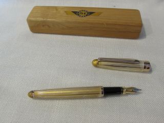 Retro 51 Fountain Pen w/Original Wood Box White Wash Over Gold Base - Gold Trim 4