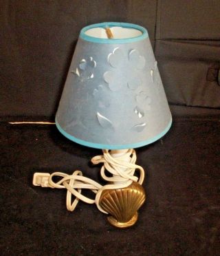 Vintage Brass Seashell Nightlight 9 1/2 " Tall