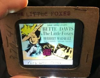 Vintage Glass Film Slide,  The Little Foxes,  Bette Davis,  Very Rare