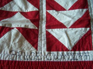 Vintage Patriotic Flag Quilt Throw in Red White & Blue 44 x 60 Signed Exc 5