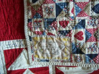 Vintage Patriotic Flag Quilt Throw in Red White & Blue 44 x 60 Signed Exc 6