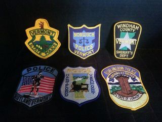 6 Vermont Police Patches - State Of Vermont