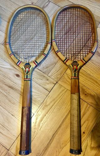 Vintage Pair Alexander Hamilton Tennis Courts Bancroft The Winner Racquets - 1930s
