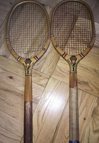 Vintage Pair Alexander Hamilton Tennis Courts Bancroft The Winner racquets - 1930s 4