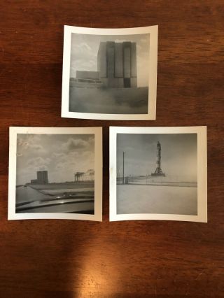 3 Black & White Vintage Photos At Nasa Kennedy Space Center Launch Tower,  Rocket