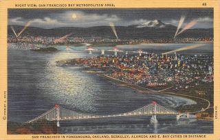 C22 - 4286,  Night View At Bay,  San Francisco,  Ca. ,  Postcard.