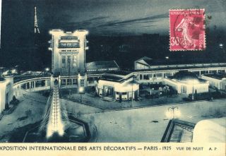 Antique French Eiffel Tower Postcard Panorama Paris By Night Tour