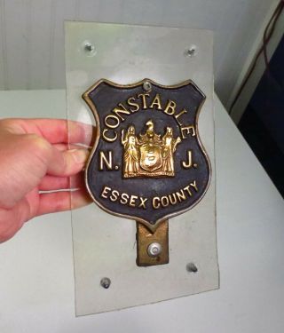 Vintage Essex County Jersey Constable Police Office Cast Metal Wall Plaque