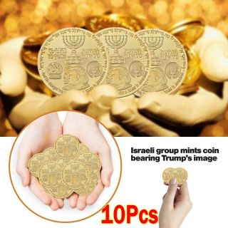 10x Gold Plated 2018 King Cyrus Donald Trump Coin Jewish Temple Jerusalem Israel