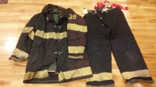 Firefighter Coat & Pants Black Nomex 42 Coat 34 Pants,  39