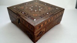 Syrian Jewelry Box With A Flip Out Clock By Damascus