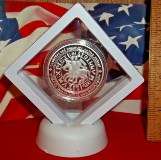3 - D Red Cross Masonic Knights Templar Silver Plated Commemorative ARt - Coin / 3