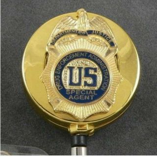 Dea Justice Special Federal Agent Mini Badge Retractable Id Card Holder Reel G