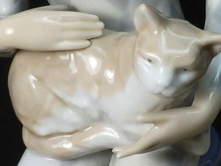 EXTREMELY RARE NAO LLADRO FIGURINE BOY JESTER PETTING CAT 9 