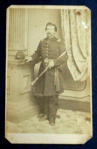 1863 Cdv Photo Of Union Officer In Uniform Ligonier Indiana Carte De Visite