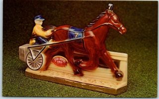 Vintage Ezra Brooks Postcard Hambletonian Harness Racing Horse Decanter C1960s