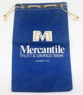 Vintage Mercantile Trust & Savings Bank Drawstring Bank Bag Quincy,  Il