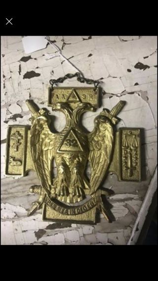 Vintage Masonic Brass Plaque Wall Hanging