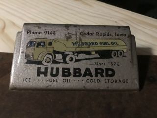 CEDAR RAPIDS,  Iowa 1940’s Hubbard Fuel Oil Ice Advertising Sign Clipboard 2