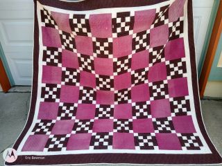 Antique Handmade Hand Made Cotton Patchwork Quilt 78 " X 80 " Great Pattern/colors
