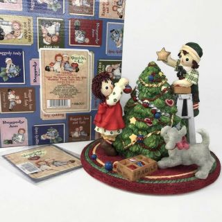 Raggedy Ann And Andy Lighted Tree Figurine Greet The Season Oh So Jolly 104400