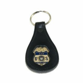 Atf & E Federal Special Agent Mini Badge Leather Keyring Keychain Key Holder Fob