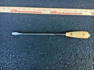 Vintage Antique Irwin Flat Head Screwdriver With Inlaid Wood Handle 14 " 1/2