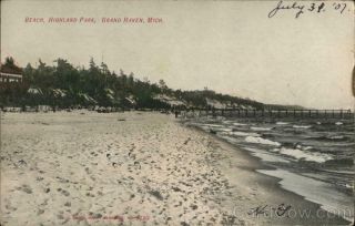 Grand Haven,  Mi Beach,  Highland Park Kropp Ottawa County Michigan Postcard Vintage