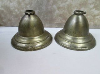 Vintage Lamp Repair Parts,  2 Brass Ceiling Canopies,  3 3/4 " Tall,  4 5/8 " Diam.