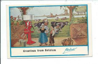 Postcard Post Card Farming Dairy Milk Cream Separater Melotte Belgium Cows