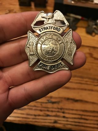 Stratford Iowa Fire Dept Badge State Of Iowa Department Hat Shirt Metal Uniform