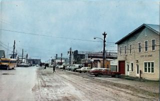 Nome Ak Main Street Business District W/ City Hall Vintage 1960s Postcard