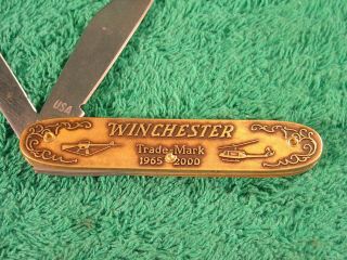 WINCHESTER BRASS 2 BLADE POCKET KNIFE 