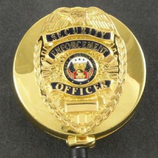 Seo Security Enforcement Officer Mini Badge Retractable Id Card Holder Reel Gold