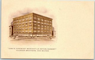 Des Moines,  Iowa Postcard " Younker Brothers " Dept.  Store Street View C1910s