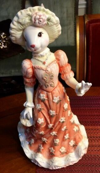 Gorgeous Fitz And Floyd Debutante Rabbit In Coral - 12 " Tall With Box