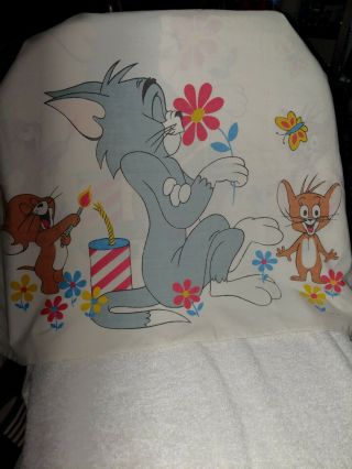 Vintage Tom & Jerry Cartoon Pillow Case 2 - Sided Mgm Pacific Flower Power