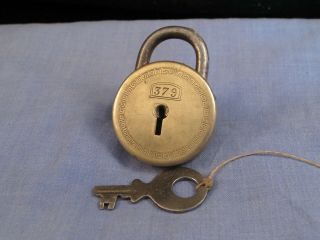 Brass Steel Padlock No 379 Vintage Pat Pending Gate Door Lock With Key