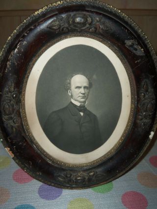 Antique Round Framed Photo Civil War Era Horatio Seymour York Governor Rare