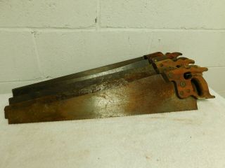 Vintage Untouched 5 Piece H.  Disston & Sons Hand Saw Selection (4)