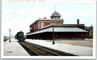 Truro,  Nova Scotia Canada Postcard " C.  N.  R.  Station " Railroad Depot 1945 Cancel